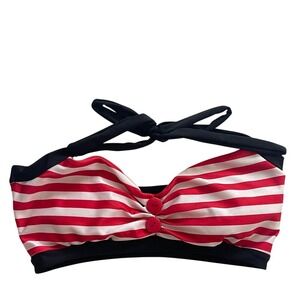 Pinky Pinups Striped Red and Black retro swim top Bikini Medium